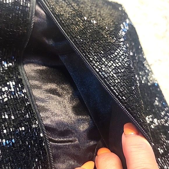 Vintage Black Beaded Clutch - Picture 4 of 10